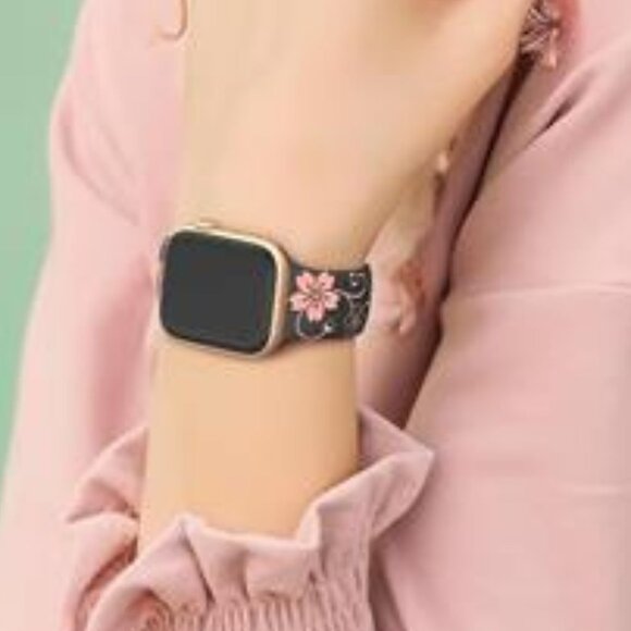 NEW Black/Pink Engraved Apple Watch Band - Picture 4 of 4